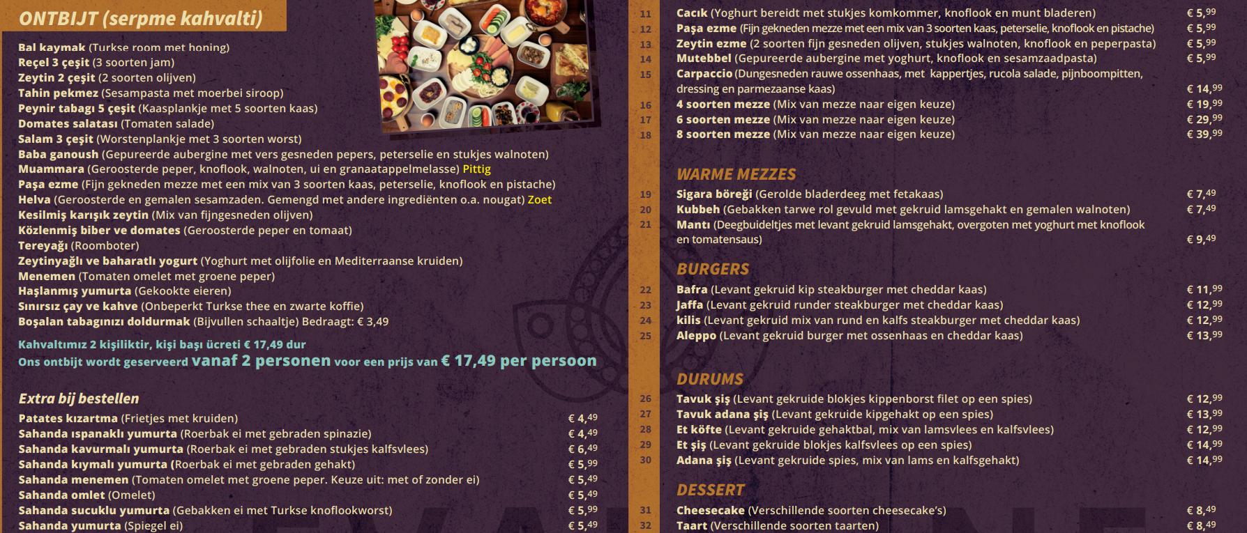 ontbijtmenu